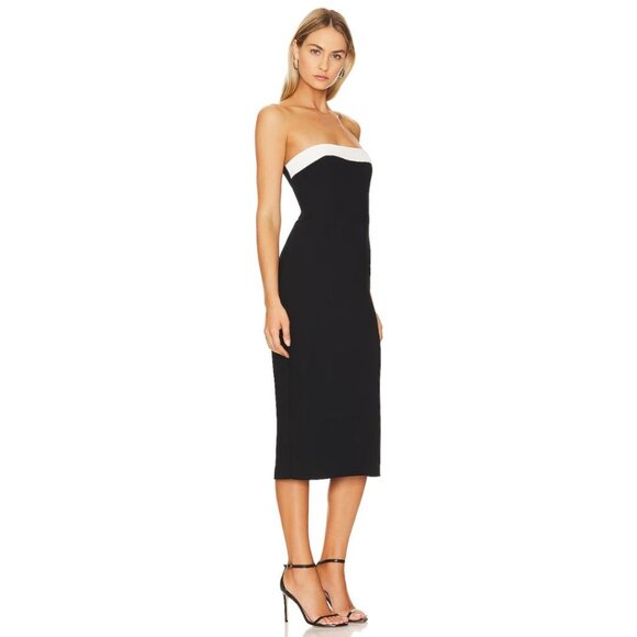 Amanda Uprichard x Revolve Kerry Midi Dress Black Size Large - Picture 2 of 8